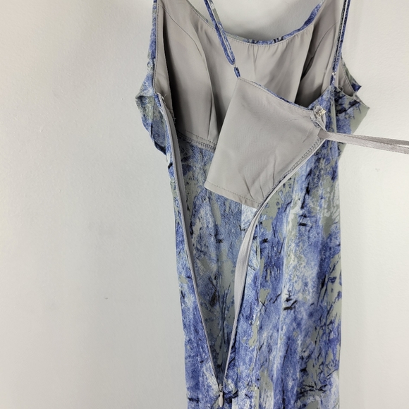 New Saints + Secrets Marbled Ruched Draped Cowl Bust Midi Slip Dress - Picture 12 of 15
